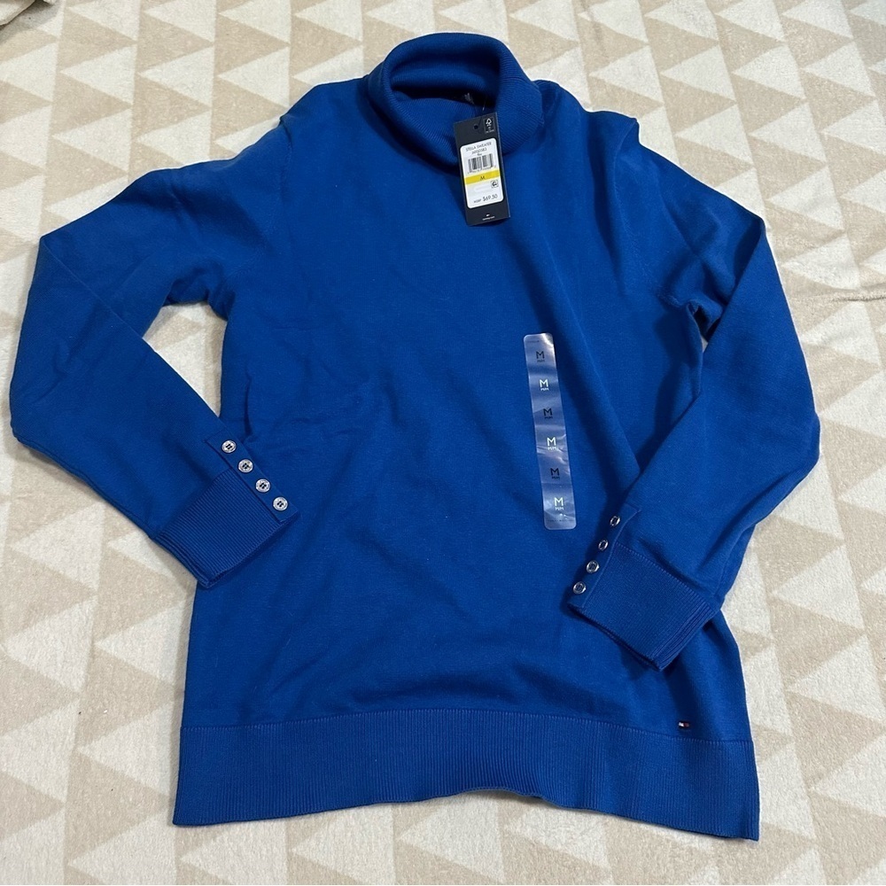 Tommy Hilfiger Stella Turtleneck Sweater Blue Nwt